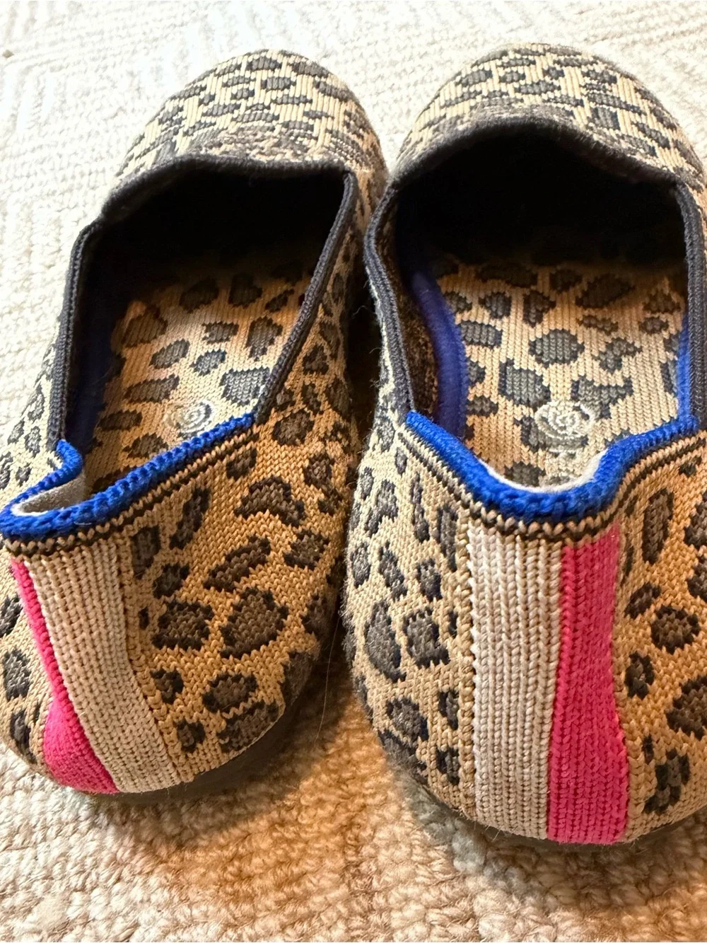 Rothy’s Leopard Print Girl’s Slip-OnFlats in Tan and Black - size 1